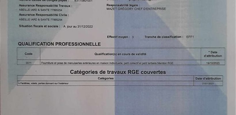 MAZET Grégory Label RGE Fabrication et pose de menuiseries en Aluminium et PVC Millau Saint-Affrique Lévézou Aveyron 